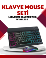 Bluetooth 5.3 Destekli Şarjlı Taşınabilir Klavye + Mouse Kombinasyonu