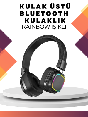 Kablosuz RGB Işıklı Katlanabilir Bluetooth Kulak Üstü Kulaklık