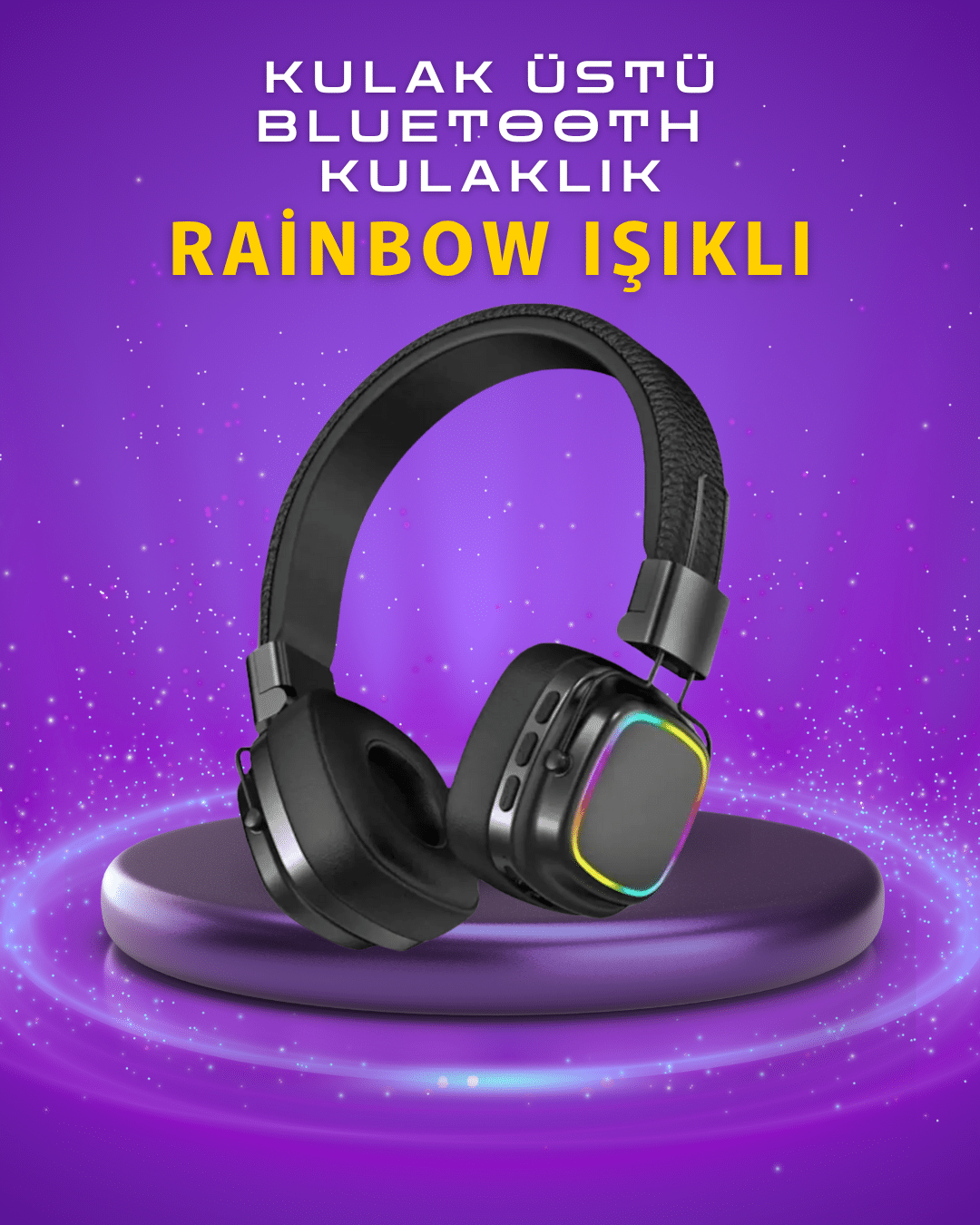 1214433_5-11.png Renkli Işık Efektli Bluetooth 5.3 Müzik Kulaklığı - Görsel 1