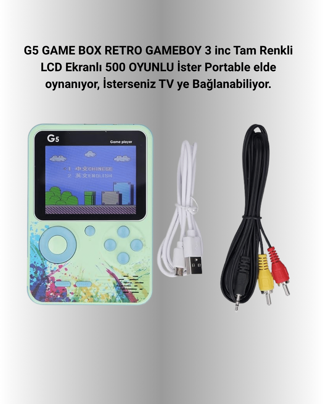 1214444_1-14.png 500 Oyun Hafızalı G5 Game Box – Renkli LCD Ekranlı - Görsel 2
