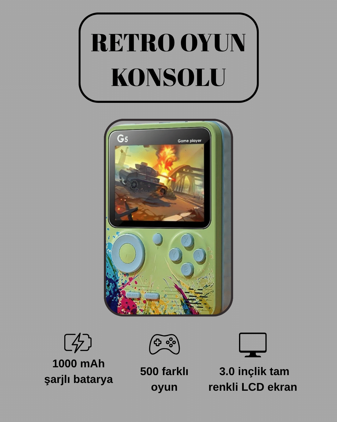 1214448_1-13.png G5 Game Box Retro Mini Oyun Konsolu – 500 Dahili Oyun - Görsel 1