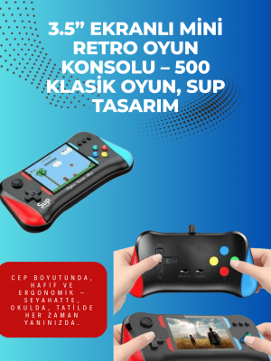 500 Retro Oyunlu Taşınabilir El Konsolu – X7M Modeli