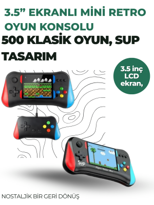 3.5 İnç Ekranlı Klasik Oyun Konsolu – 500 Dahili Oyun
