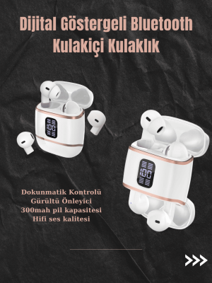 Dijital Göstergeli Bluetooth Kulakiçi Kulaklık – 4’lü Paket, Gürültü Engellemeli