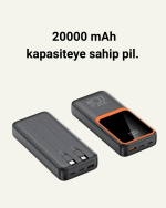 20000 mAh Powerbank | Çok Kablolu, Dijital Göstergeli, Yüksek Hızlı Şarj Cihazı - Görsel 2
