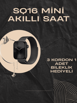 SQ-16 Mini Series 10 Akıllı Saat | Şık ve Hafif Tasarım, 3 Kordon Seçeneği