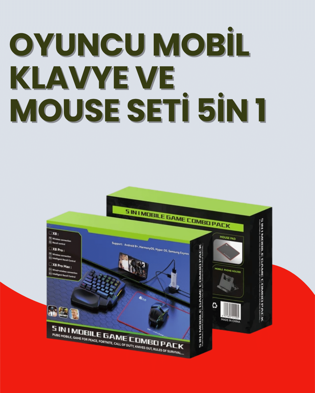 1214483_1.png 5in1 BT5.3 Mobil Oyun Kiti Klavye Mouse Dönüştürücü Seti - Görsel 1