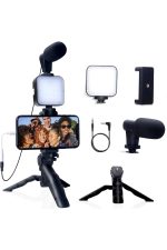 Akıllı Telefon Vlog Kiti Tripod Mini Mikrofonlu Telefon Tutucu - Görsel 5
