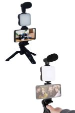 Video Making Kit Telefon Tutucu Vlog Video Mini Led Işıklı - Görsel 2