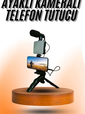 Telefon Tutucu Mini Mikrofonlu Tripod Vlog Çekim Video