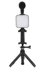 Telefon Tutucu Mini Mikrofonlu Tripod Vlog Çekim Video - Görsel 5