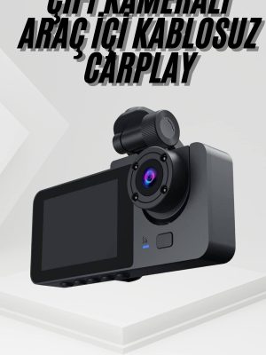 3 Kameralı 2 İnç 1080P Araç İçi Kamera Sürüş Kamerası CarPlay