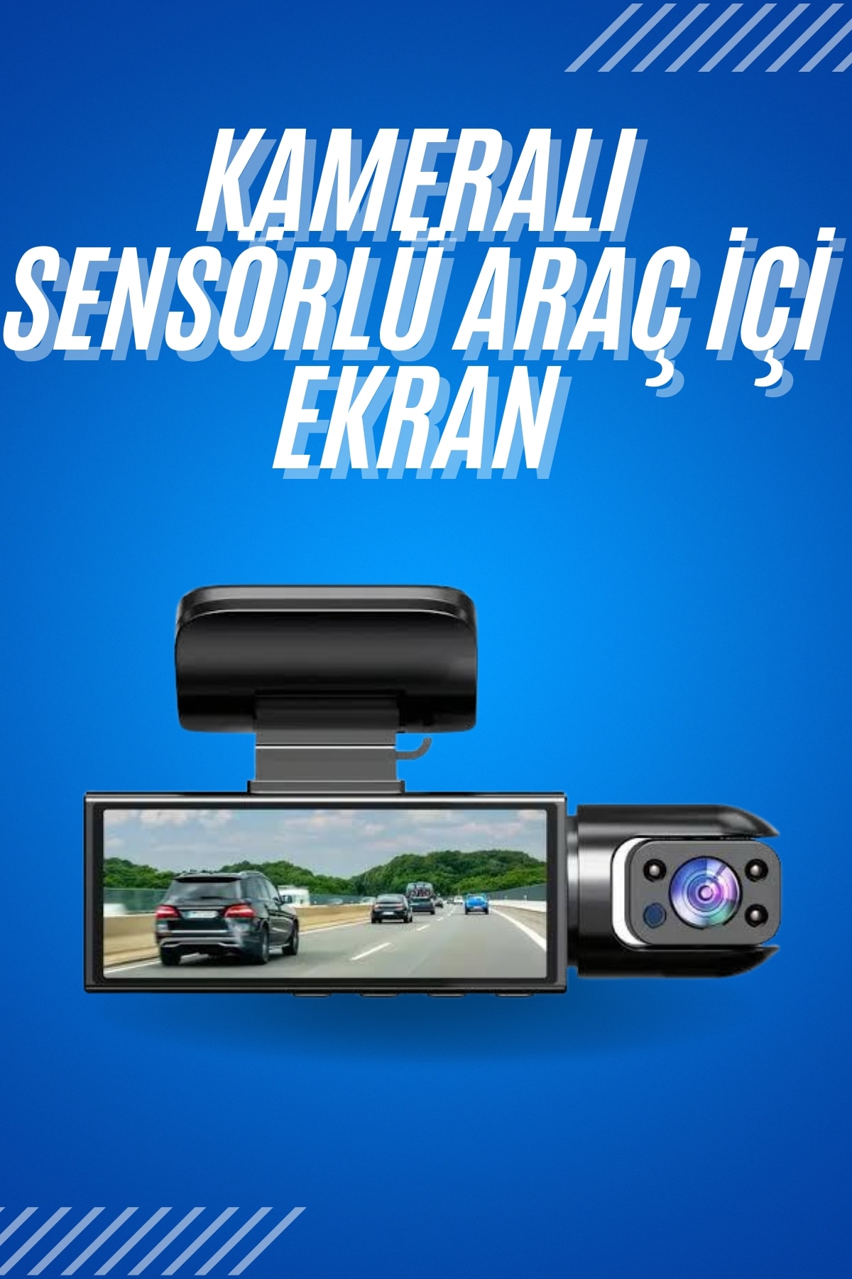 1214523_11-237.jpg Araç İçi Full Hd Kamera Ön ve Arka Kameralı Ekranlı Araç Kamerası - Görsel 1