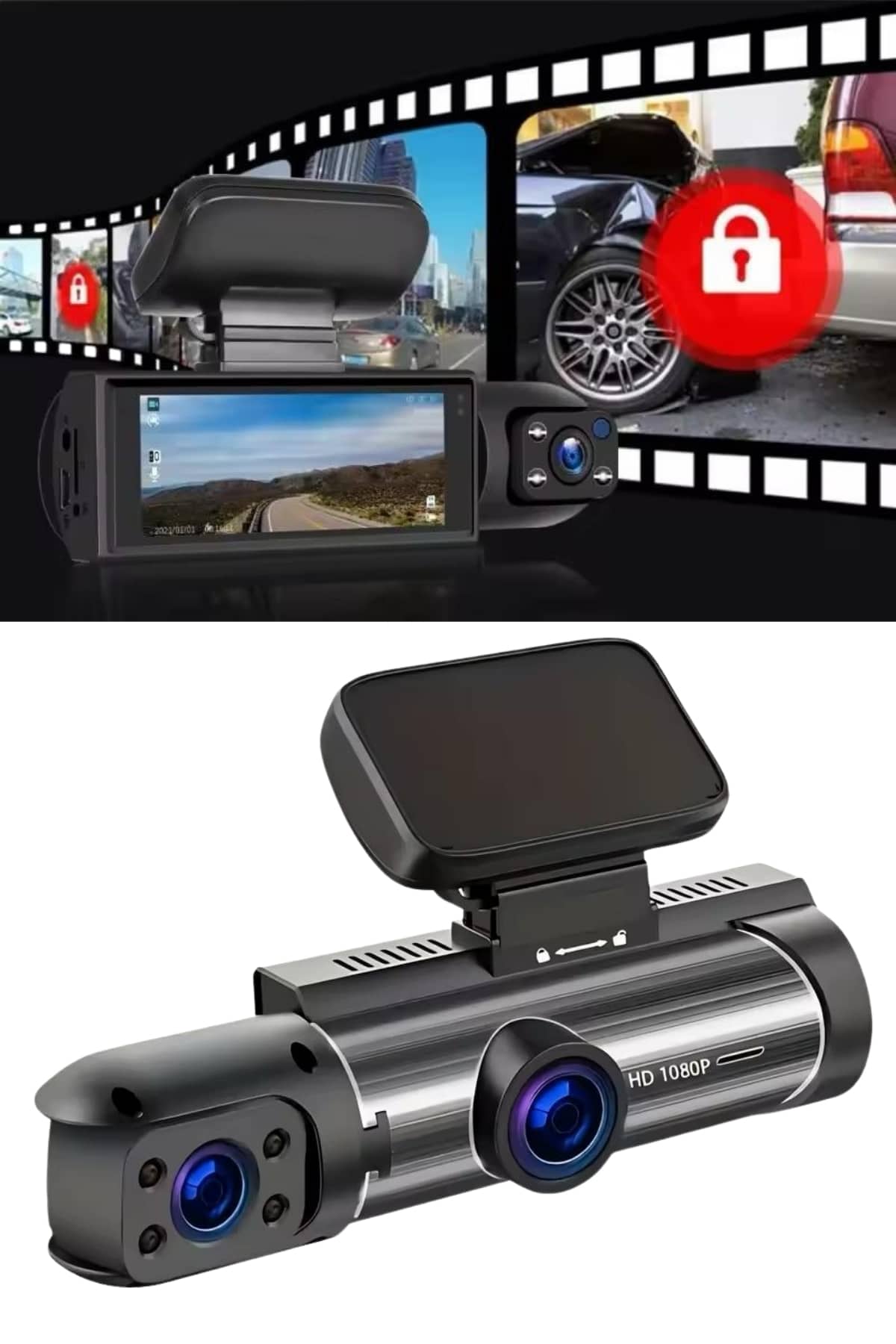 1214525_2-235.jpg Çift Kameralı Araç Kamerası Ön ve Arka Kameralı - Görsel 2