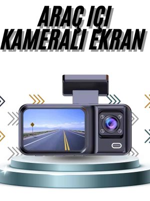 DVR Araç İçi Kamera Ön ve İç Kamera 2 İnç Ekranlı Çift Kamera