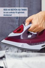 Yeni Nesil Kırmızı Buharlı Ütü 2200 Watt Seramik Tabanlı Yüksek Buhar Gücü - Görsel 2