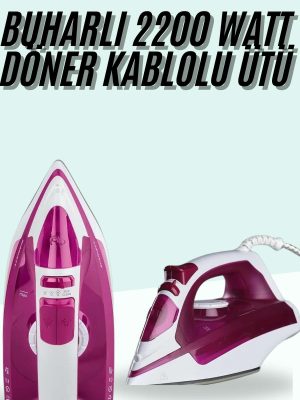 Buharlı Ütü 2200 Watt Seramik Tabanlı Taşınabilir Kablolu Ütü