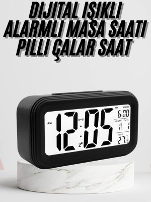 Dijital Masa Saati Termometre Takvim Led Ekran Pilli Ev Ofis Masası