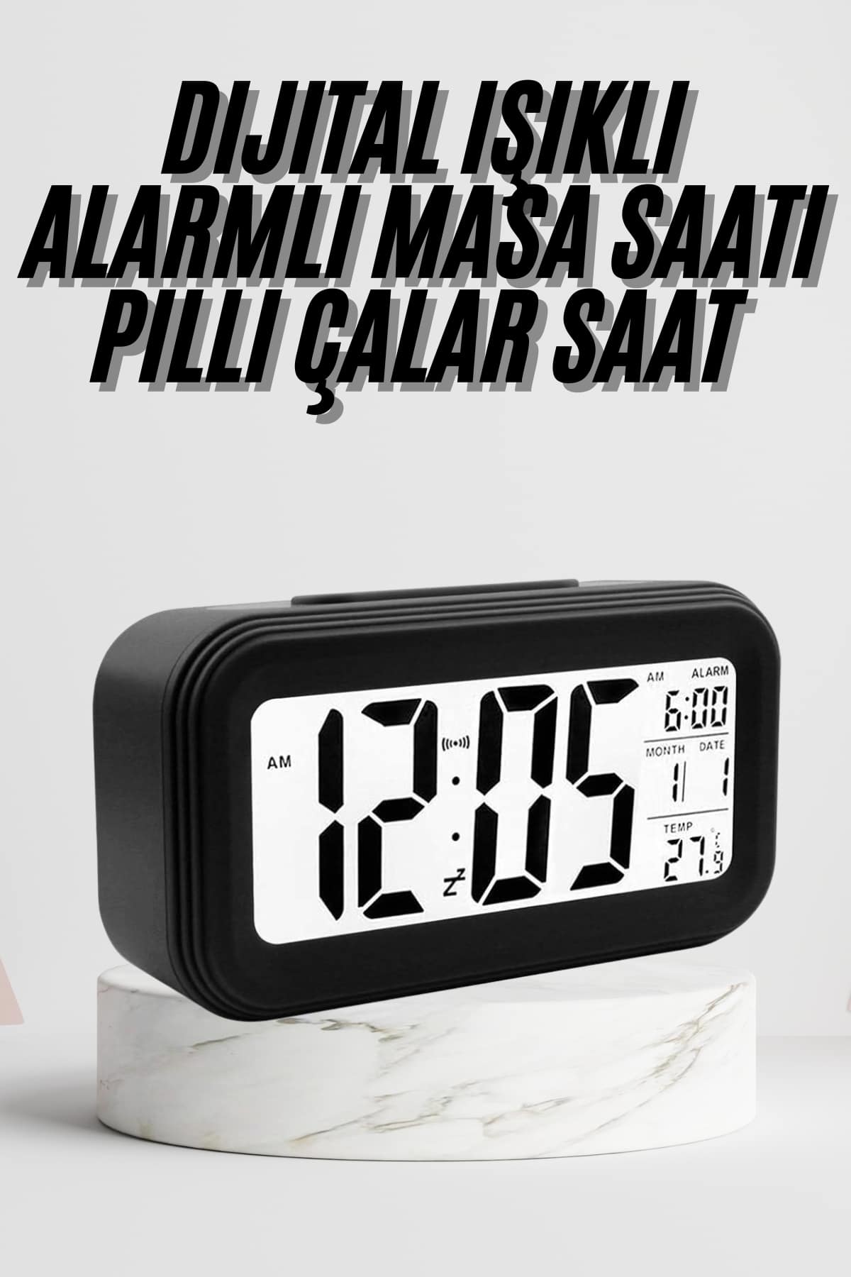 1214561_26-12.jpg Dijital Masa Saati Termometre Takvim Led Ekran Pilli Ev Ofis Masası - Görsel 1