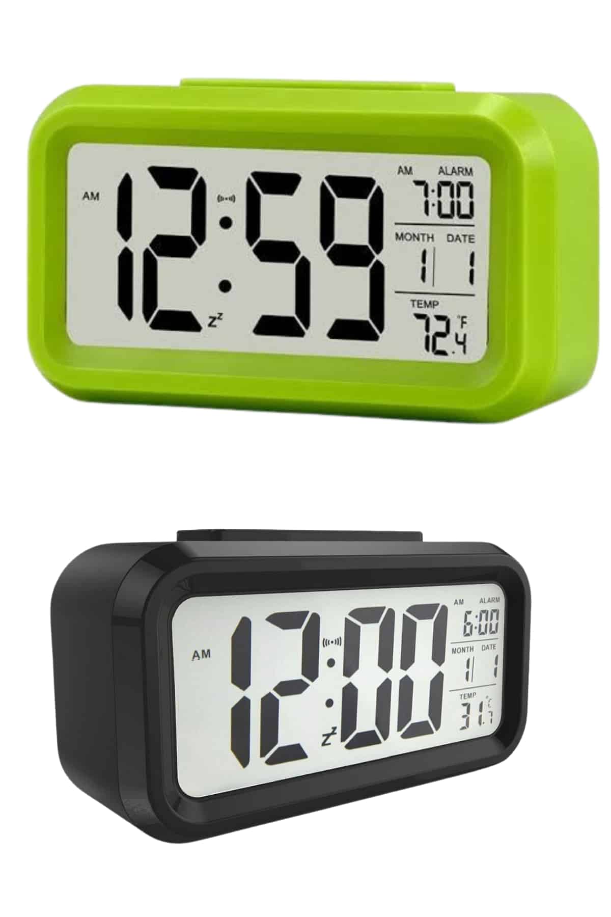 1214561_27-11.jpg Dijital Masa Saati Termometre Takvim Led Ekran Pilli Ev Ofis Masası - Görsel 2