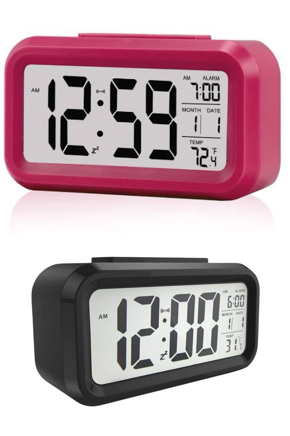 1214561_30-10.jpg Dijital Masa Saati Termometre Takvim Led Ekran Pilli Ev Ofis Masası - Görsel 5