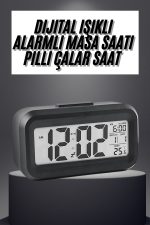 Gece Dijital Masa Saati Dijital Alarmlı Led Ekran Pilli Çalar Saat