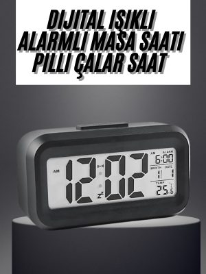Gece Dijital Masa Saati Dijital Alarmlı Led Ekran Pilli Çalar Saat