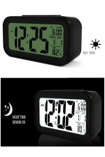 Işıklı Dereceli Masa Ofis Saati Alarmlı Termometre Takvim Çalar Saat - Görsel 4