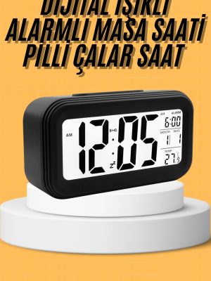Dijital Masa Saati Takvim Çalar Saat Alarmlı Işıklı Led Ekran Pilli