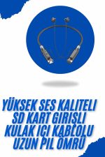 Bluetooth Kulaklık 120 Saat Kullanım Süresi Boyun Askılı Bluetooth Kablosuz Kulaklık - Görsel 2