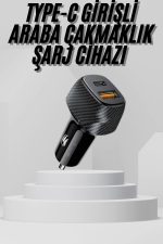 Araç İçi Şarj Cihazı 38W Güç Kapasiteli Type-C Girişli Araba Çakmaklık