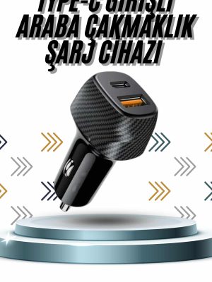Hızlı Oto Şarj Cihazı 38W Çift Girişli HIzlı Şarj Oto Çakmaklık Type-C