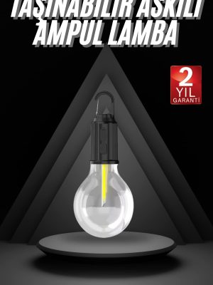 3 Farklı Mod LED'li Şarjlı Asma Kancalı Kamp Lambası Taşınabilir Ampul
