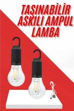 Şarjlı Aydınlatma Ampul Tasarımlı Ambians Işık Askılı Kamp Lambası