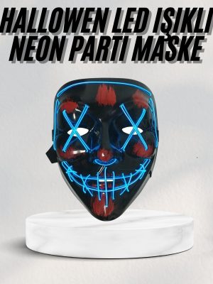 Led Işıklı Neon Maske Cadılar Bayramı Maskesi Korkunç Korku Maskesi