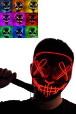 Led Işıklı Neon Maske Cadılar Bayramı Maskesi Korkunç Korku Maskesi - Görsel 2