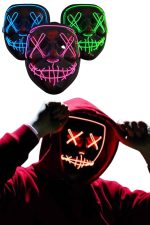 Led Işıklı Neon Maske Cadılar Bayramı Maskesi Korkunç Korku Maskesi - Görsel 4