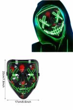 Led Işıklı Neon Maske Cadılar Bayramı Maskesi Korkunç Korku Maskesi - Görsel 5