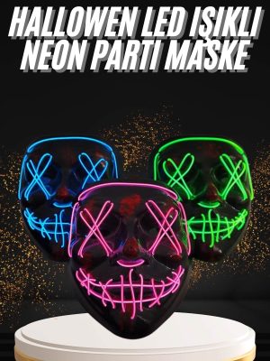 Hallowen Parti Maskesi Neon Led Işıklı Maske 3 Modlu Cadılar Bayramı Maskesi