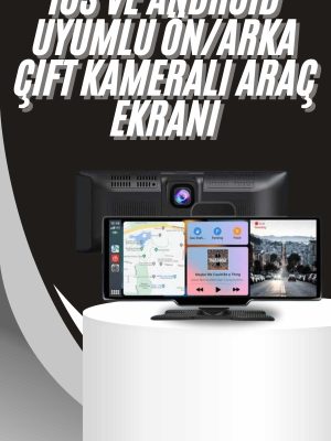 4K 10.2 İnç Çift Kameralı Araç Multimedya Ekranı CarPlay Kablosuz Tüm Cihazlara Uyumlu