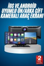 4K Ultra Araç İçi Ön ve Arka Kameralı Ekran HD 2 Kameralı Torpido Üstü Araç Multimedya