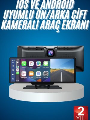 4K Ultra Araç İçi Ön ve Arka Kameralı Ekran HD 2 Kameralı Torpido Üstü Araç Multimedya