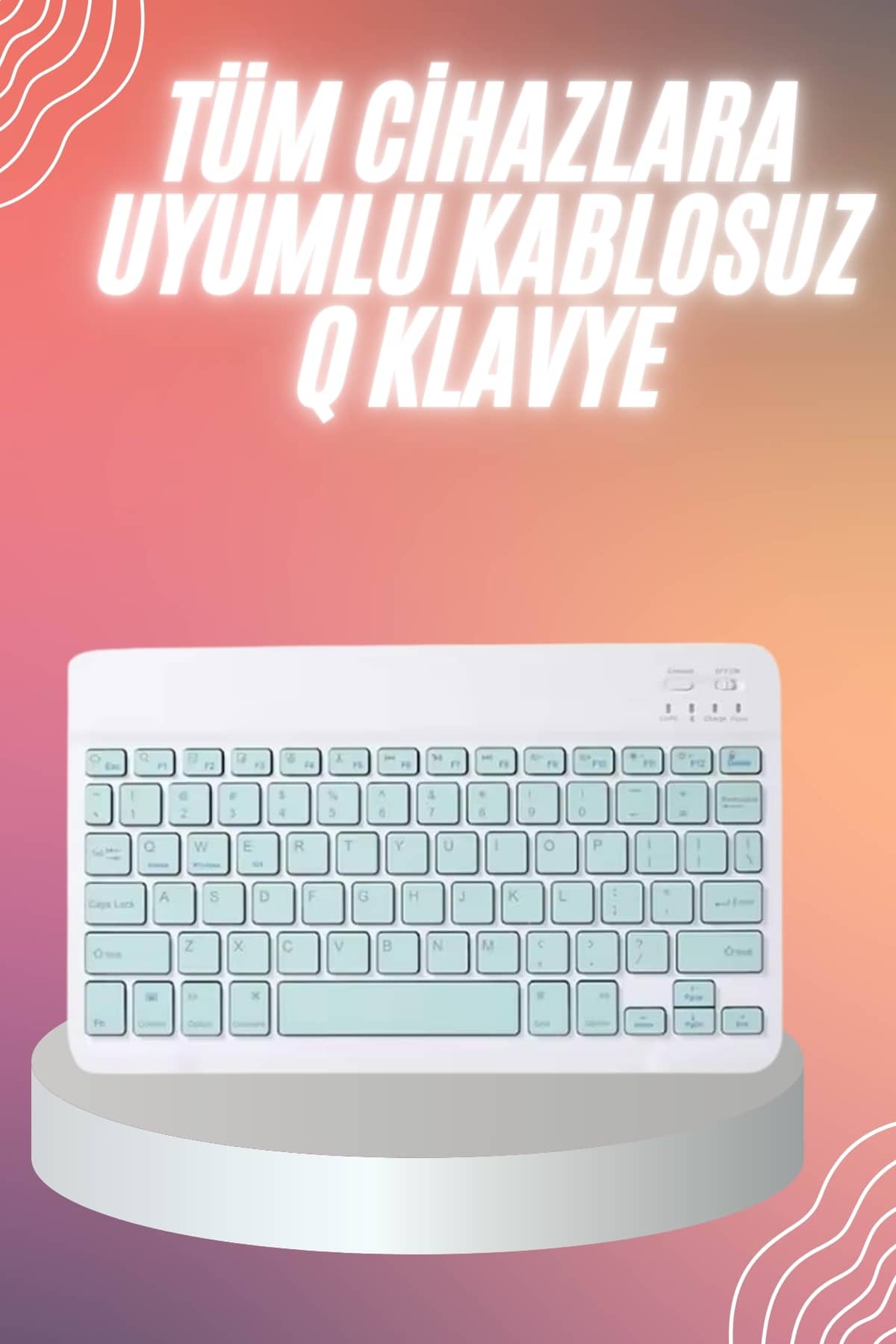 1214645_6-216.jpg Bluetooh Wıreless Keyboard Siyah Q Klavye İOS Ipad Android Windows Uyumlu - Görsel 1