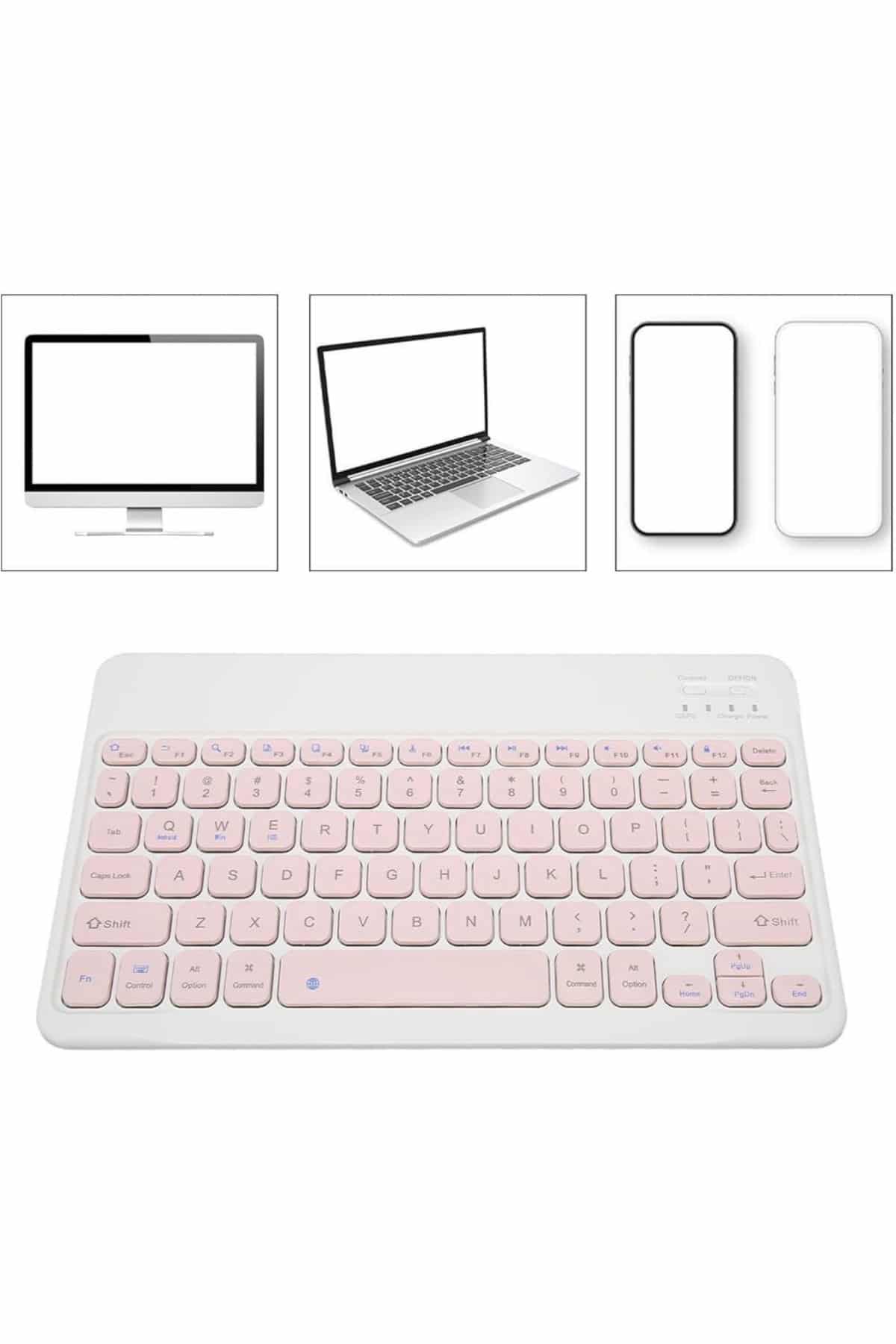 1214646_3-214.jpg Bluetooth Şarj Edilebilir Mini Q Klavye Kablosuz Taşınabilir - Görsel 3