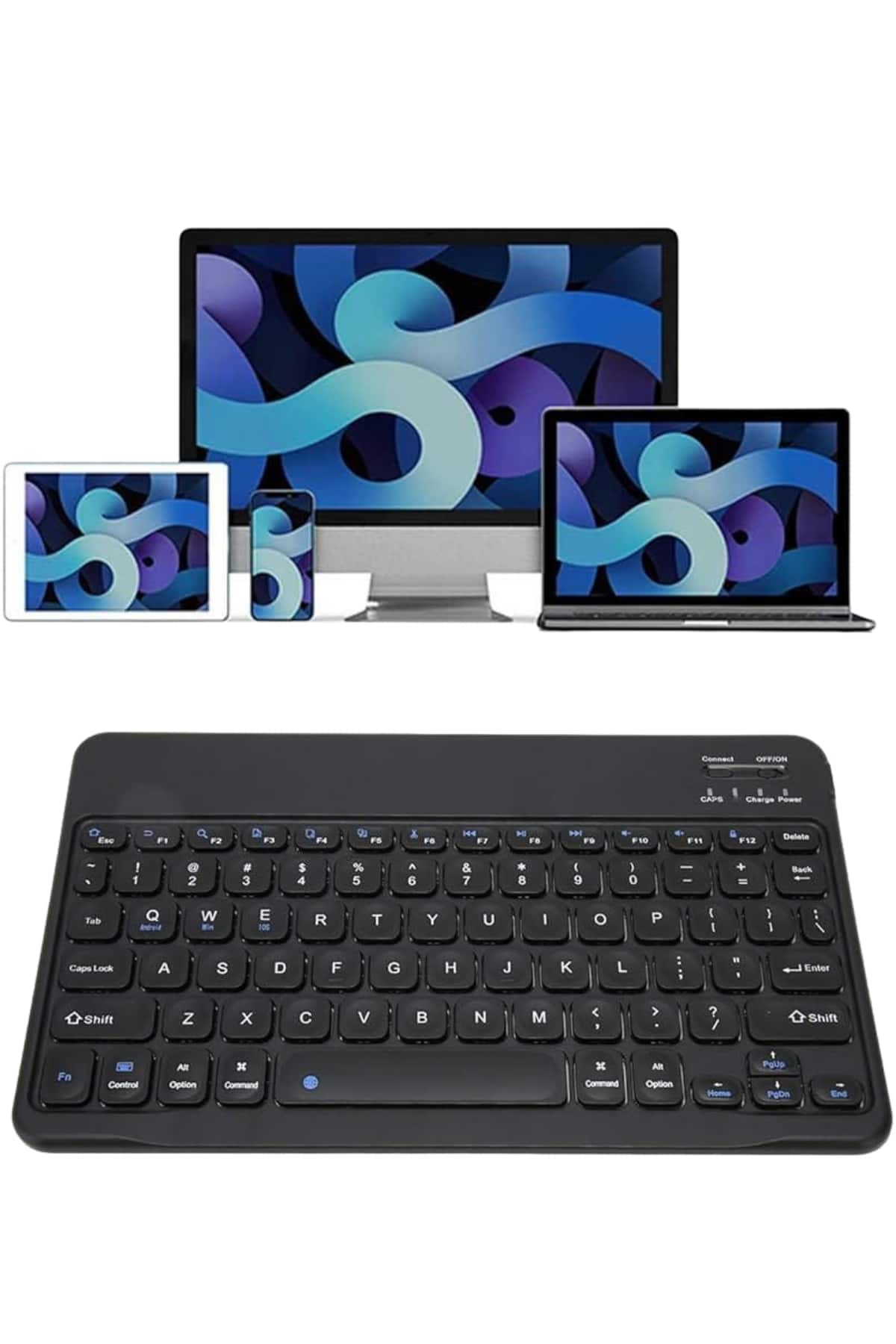 1214646_4-213.jpg Bluetooth Şarj Edilebilir Mini Q Klavye Kablosuz Taşınabilir - Görsel 4