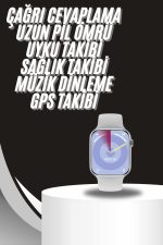 Akıllı Saat Gümüş Kasa Bluetooth Kulaklık Hediyeli Çok Fonksiyonlu İkili Set - Görsel 2