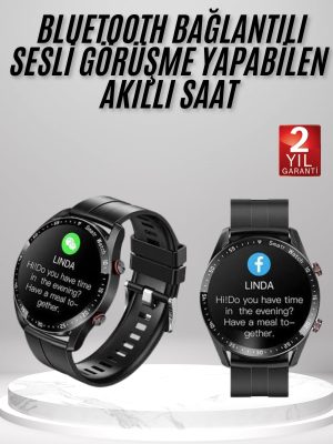 Akıllı Saat Amoled Ekran Metal Ve Deri Kordonlu Uyku ve Sağlık Takibi Titreşimli