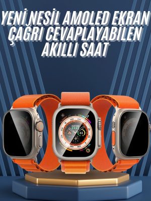 Ultra Max Kordon Kilitli Akıllı Saat Amoled Ekran Titreşimli Çağrı Cevaplayabilen