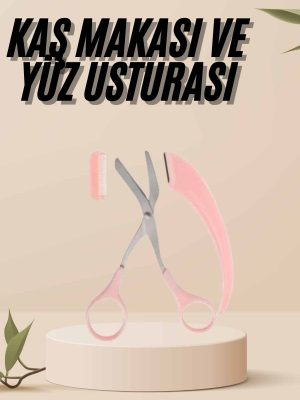 Kavisli Kaş Kirpik Düzeltici Bıyık Alma Taraklı Kaş Makası Yüz Bakım Seti Makas