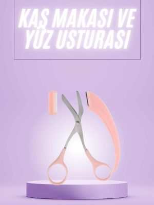 Taraklı Kaş Makası ve Ustura Seti Kaş Düzeltme Makası Kaş Bıyık Alma Aleti